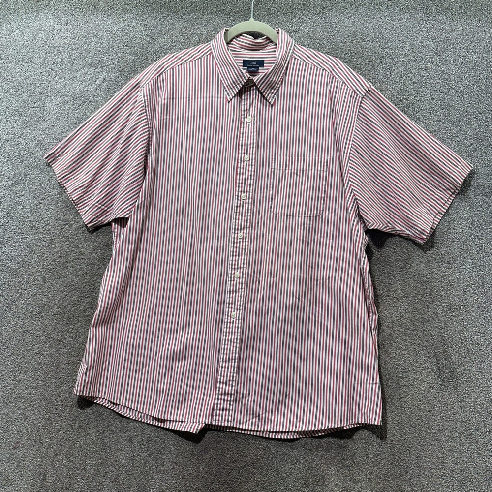 VTG Brooks Brothers 346 Mens XL Short Sleeve Button Up Shirt Red White Stripe
